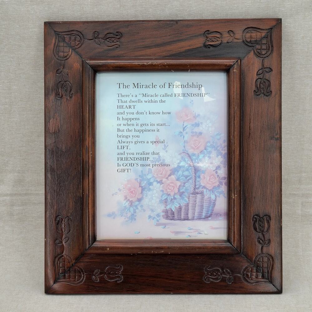 Beautiful Vintage Carved Wooden Picture Frame, Raised Bevel Molding 8" X 10" - Picture 2 of 11